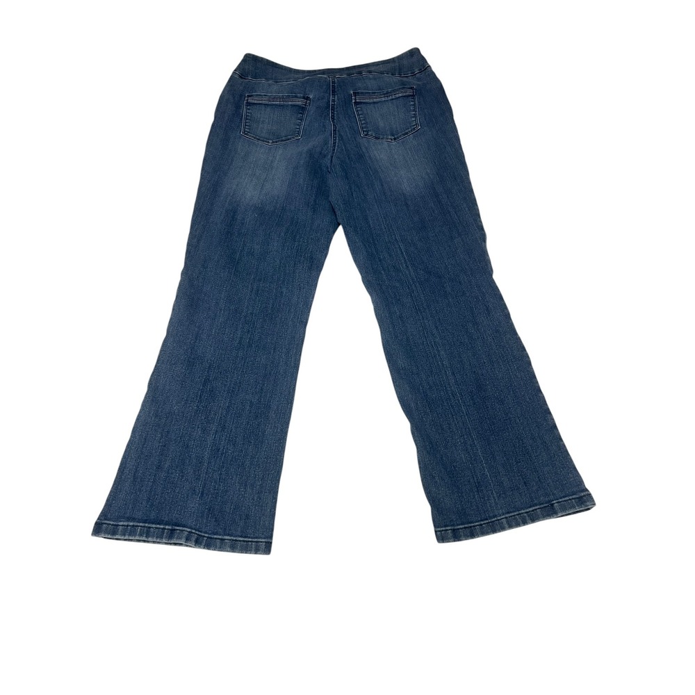 Westbound Pull On Flare Leg Jeans Womens 12 Short Dark Wash Stretch Denim 0353